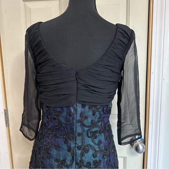 Stunning VTG Denise Hajjar Cocktail Dress Sheer Cowl Neck Beaded Timeless US S - Picture 5 of 9